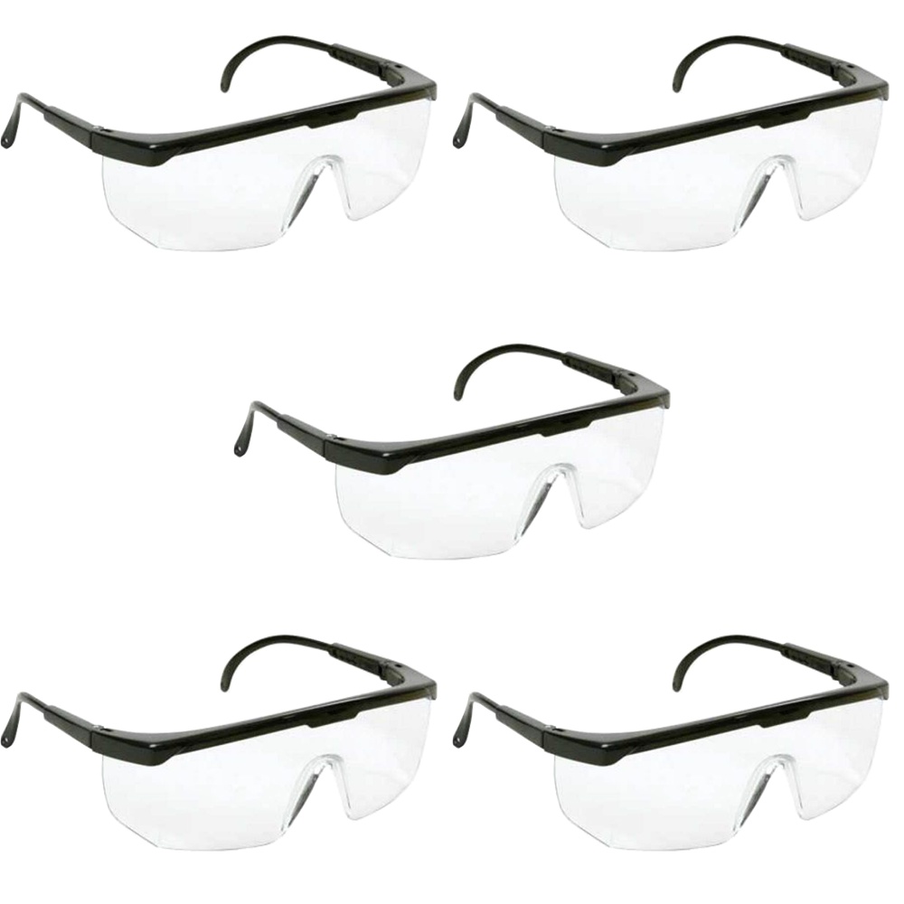 Oculos De Protecao Epi Segurança Rj Incolor Kit 5 Peças CA com Haste Regulavel