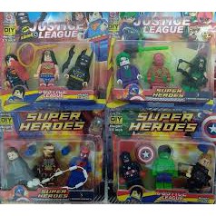 Kit 3 Bonecos Vingadores ou Liga Da Justiça Lego 8 Cm. Escolha sua cartela!