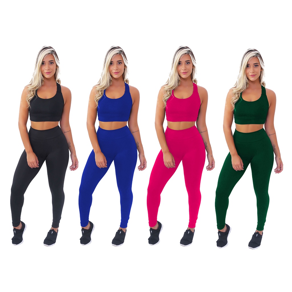 1 Conjunto Calça Legging e Top Fitness Roupas Femininas Para Academia Ginástica Treino A01