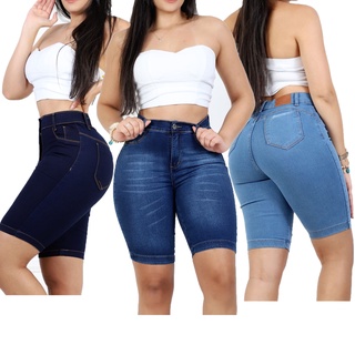 Bermuda Feminina Jeans no Joelho Cintura Alta Tradicional