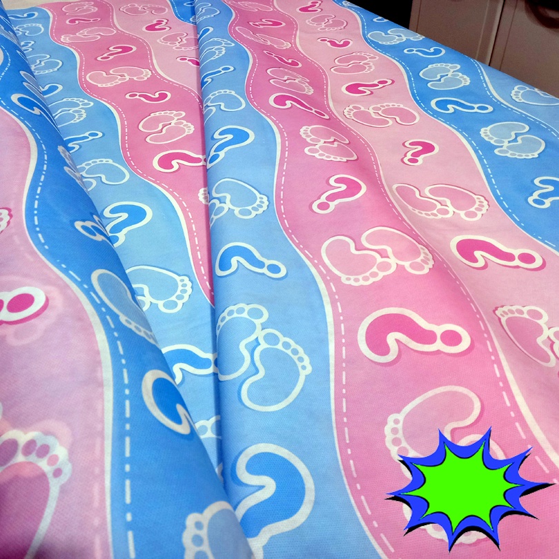 Tnt Estampado Chá Revelação Bebê Menino ou Menina 1.00m a 6,00m. Tipo Tecido, Para Festas, Decorações, ou como Papel de Parede. em Oferta na Shopee