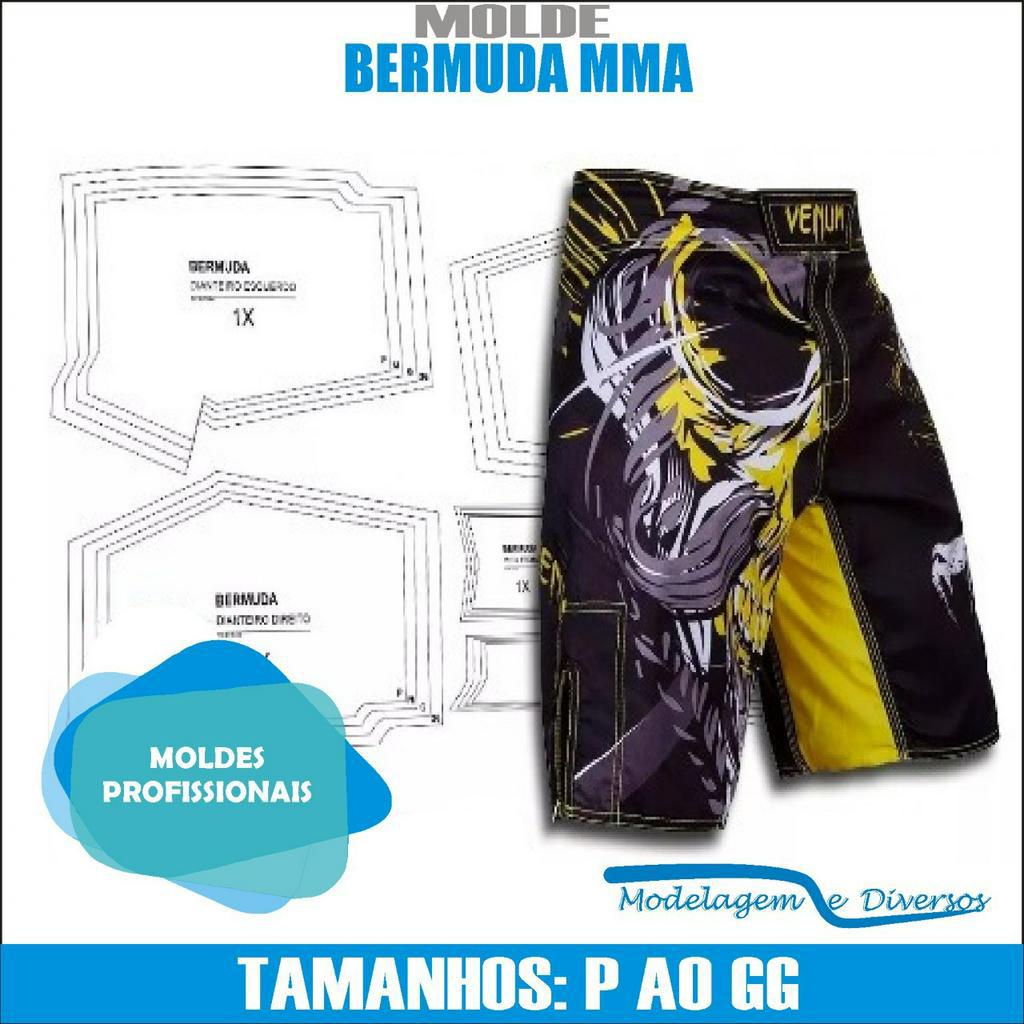 Molde Bermuda Mma, Modelagem&Diversos, Tamanhos P Ao g3