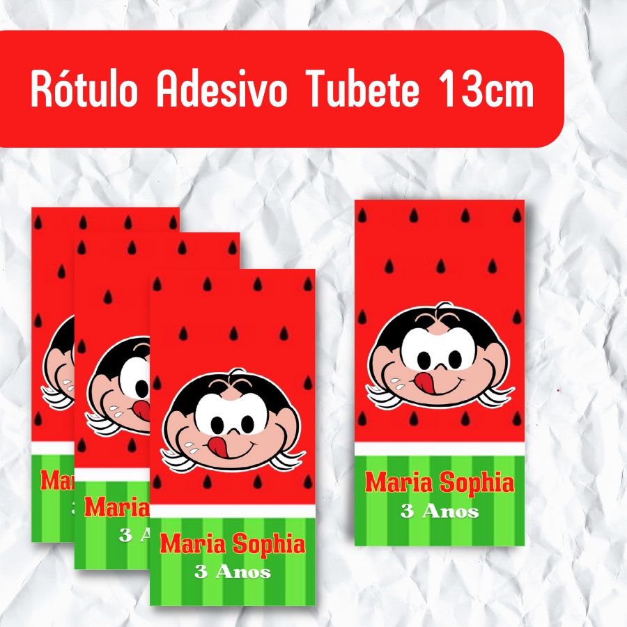 Rótulo Adesivo para Tubete Magali 15 Unidades - Festa Personalizada - Tubetes 13cm