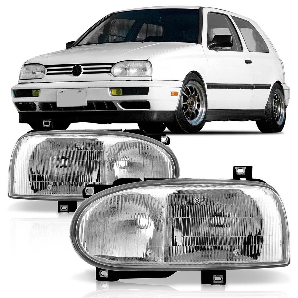 Farol Golf Glx Gti Mexicano 95 96 97 98 Foco Duplo Cromado