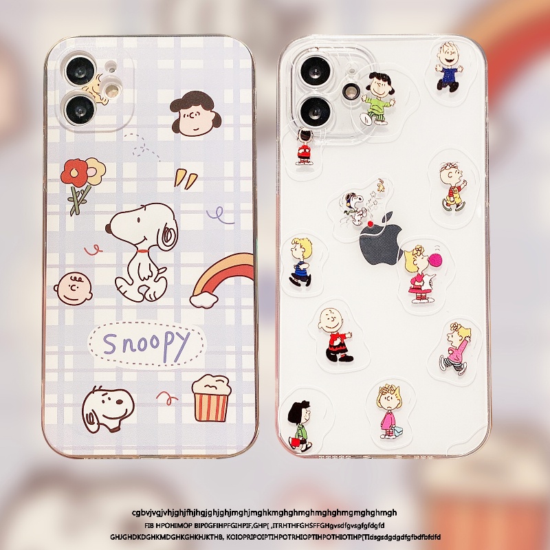 Borda Quadrada Transparente Capa Capinha De Silicone Para Samsung Galaxy A22 A32 A52 A72 A51 A71 A02S S21 S22 S10 S20 S30 FE PLUS ULTRA Note 10 20 Snoopy Macio Antiqueda Case