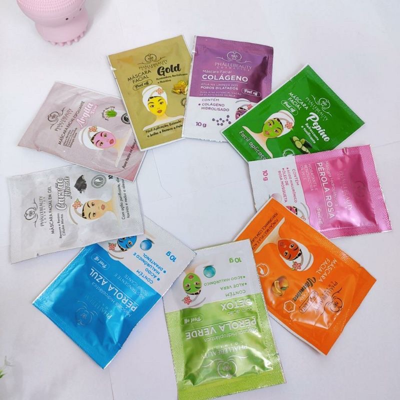 Máscara Facial para limpeza Facial Hidroplástica Phallebeauty 10g - Skin Care Colágeno Pérola Rosa Pérola Azul e Verde