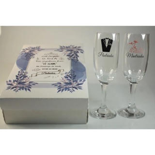 Casamento Convite Padrinhos O Sim 2 Taças Vidro Azul Flores em Oferta na Shopee