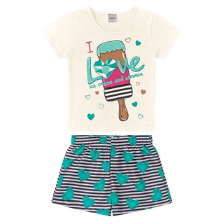 Conjunto Infantil Feminino Picolé Rovitex Bege