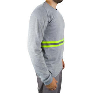 Camiseta de Malha PV - Manga Longa com Faixa Refletiva - Construção Rodovia Segurança em Oferta na Shopee