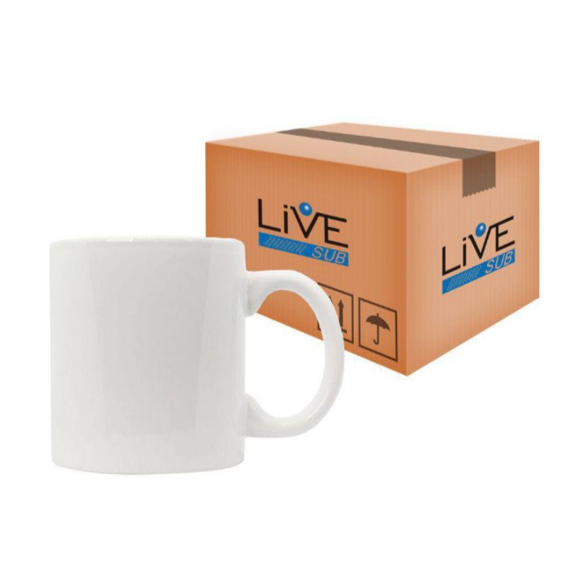 Caneca Branca Para Sublimação Live De Porcelana 325 Ml Com 24 Unid ...