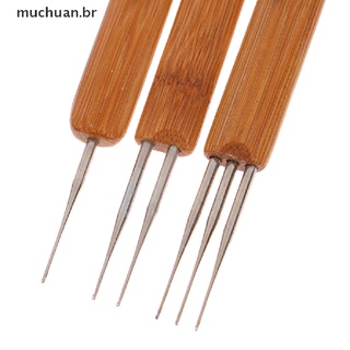 MUCHUAN 3pcs/Lote Cabeça Dupla Dreadlock Crochê Agulha Extensões De Cabelo Ferramenta De Tecelagem BR