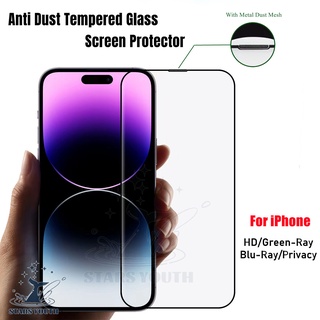 Protetor De Tela De Vidro Temperado Anti-Poeira Cobertura Total Com Malha Para Iphone 14 Pro Max 14 Plus + 15 11 12 13 PRO MAX XR X XS XS MAX