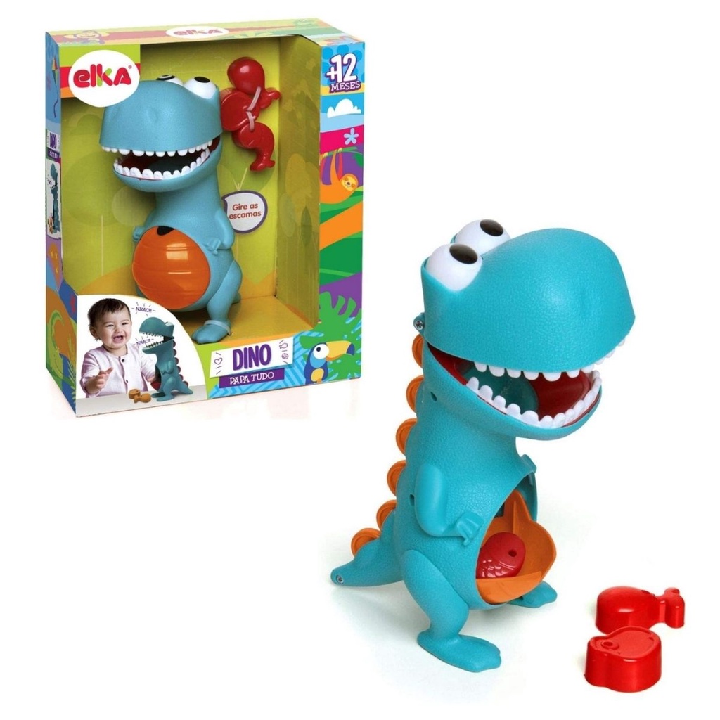 Boneco Dino Papa Tudo Elka Brinquedo Infantil para Desenvolver Imaginação e Habilidades da Criança em Oferta na Shopee