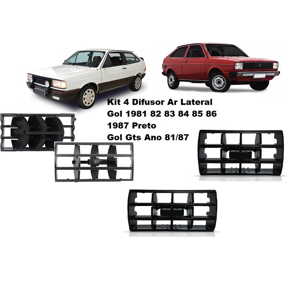 Difusor De Ar Painel Gol Parati Saveiro Voyage 1980 1981 1982 1983 1984 1985 86 Pto Com 4 pecas