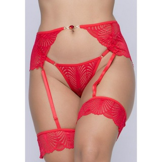 Conjunto Lingerie Cinta Liga Com Calcinha Fio Dental Sexy Bijuteria Sex Shop REF 810