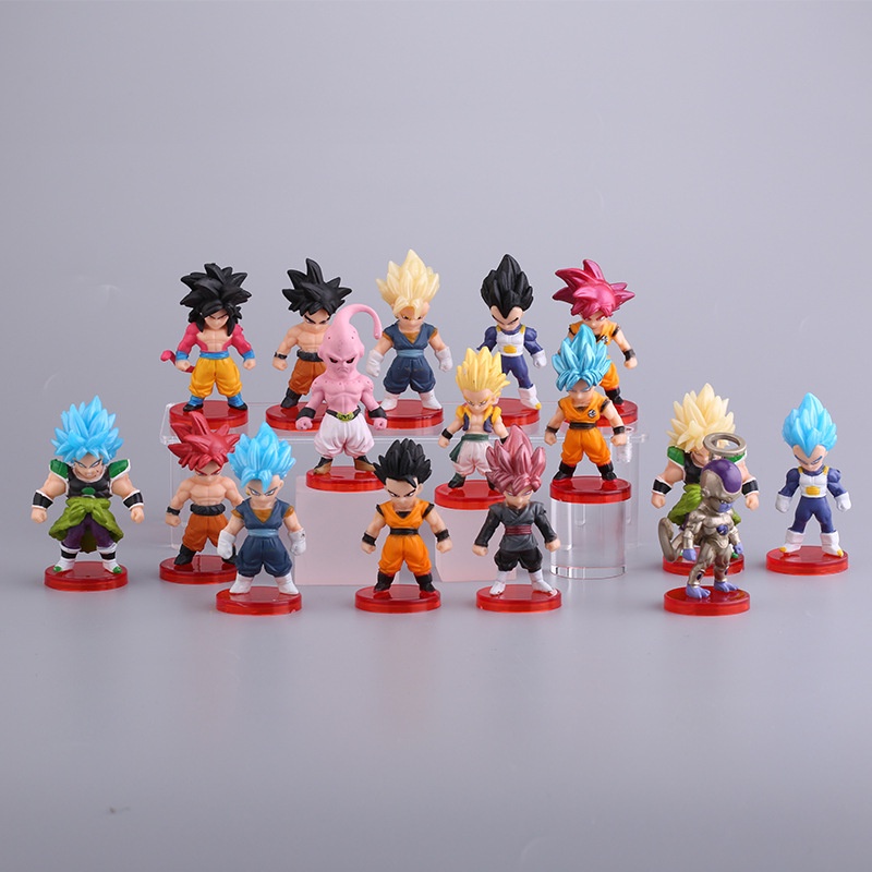 16Pcs Boneco Colecionável Goku Gohan Vegeta Vegetto Janemba Miniatura Dragon Ball Z Figure
