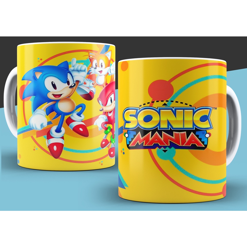 Kit Boneco Sonic 16cm Sega Coleção + Caneca Personalizada 350ml