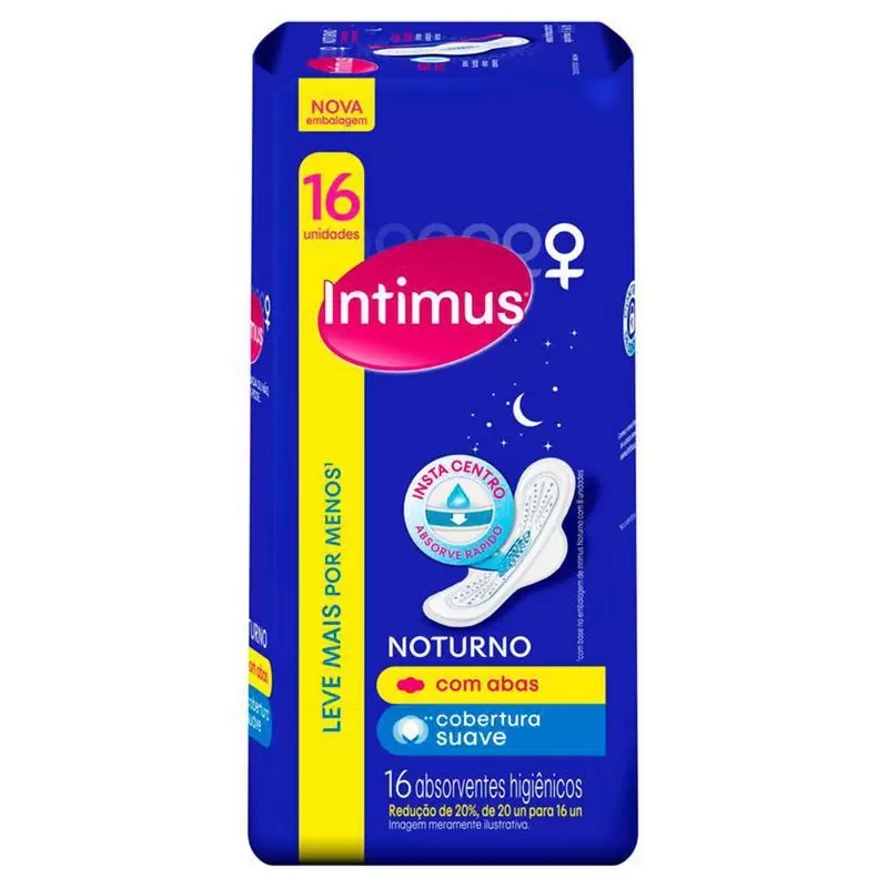 Absorvente Intimus Noturno Suave Com Abas 16 Unidades