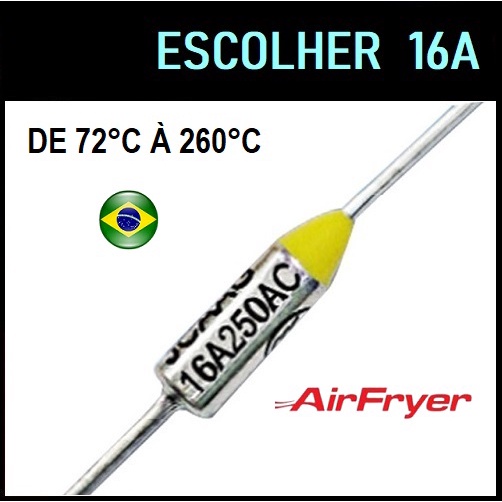 1 Fusível Térmico 16A 72c 98c 113c 117c 121c 133c 142c 157c 172c 184c 192c 216c 229c 240c 250c 260c Graus
