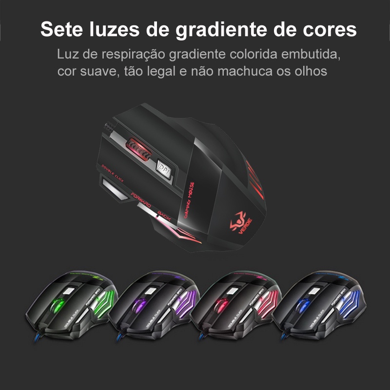 Mouse Gamer Ergonômico Com Fio 2400 DPI Óptico USB Para Computador PC NoteBook SBX6