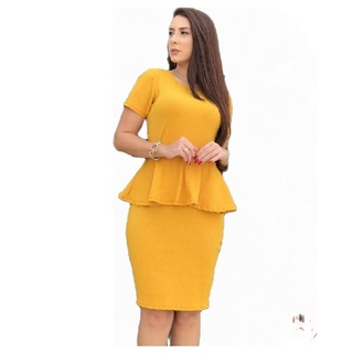 Vestido evangélico babado peplum midi promoção