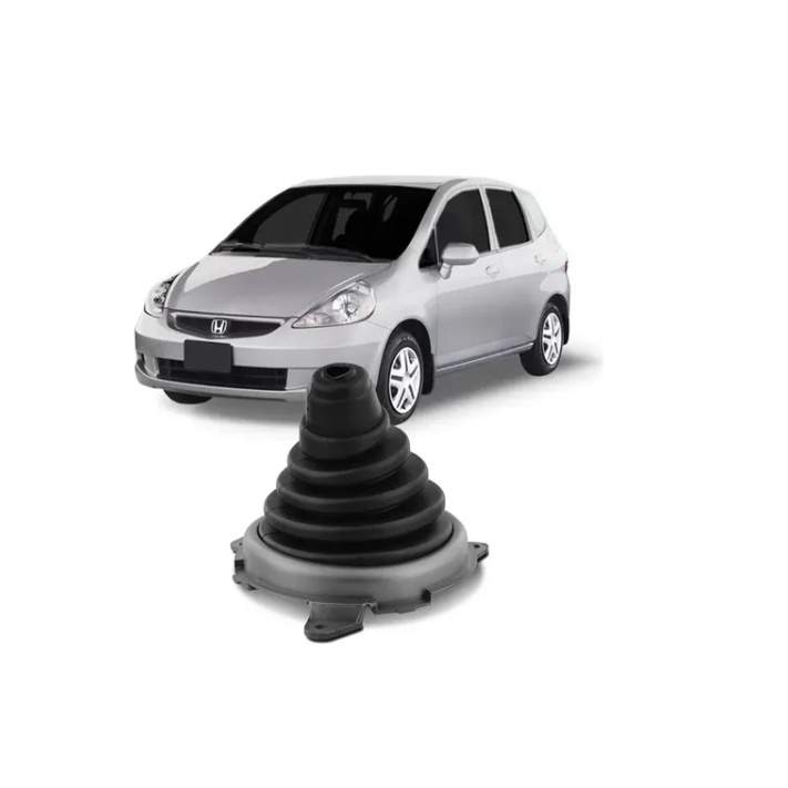 Coifa Alavanca De Câmbio Preta Sanfonada C/Base Cinza Honda Fit 2003 2004 2005 2006 2007 2008