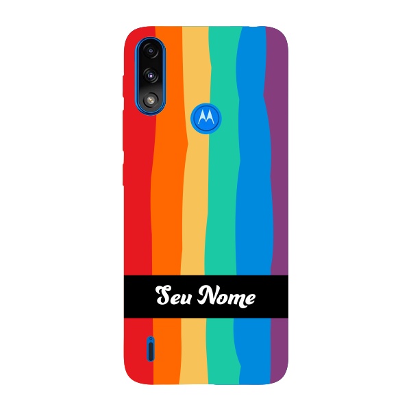 Capinha para Moto E7 Power Anti Impacto Personalizada - Arco Íris Colorido LGBT LGBTQIA+ com nome
