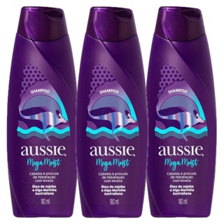 Kit com 3 Shampoos Aussie Mega Moist Super Hidratação 180ml em Oferta na Shopee