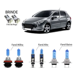 Kit Lampadas Branca Farol Baixo/milha/alto 8500k Peugeot 307