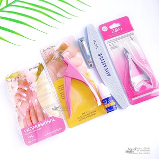 Kit 100 Unhas postiças + Alicate cortador + Cola+ Lixa banana+Cortador De Unha+Cortador De Unha Postiça