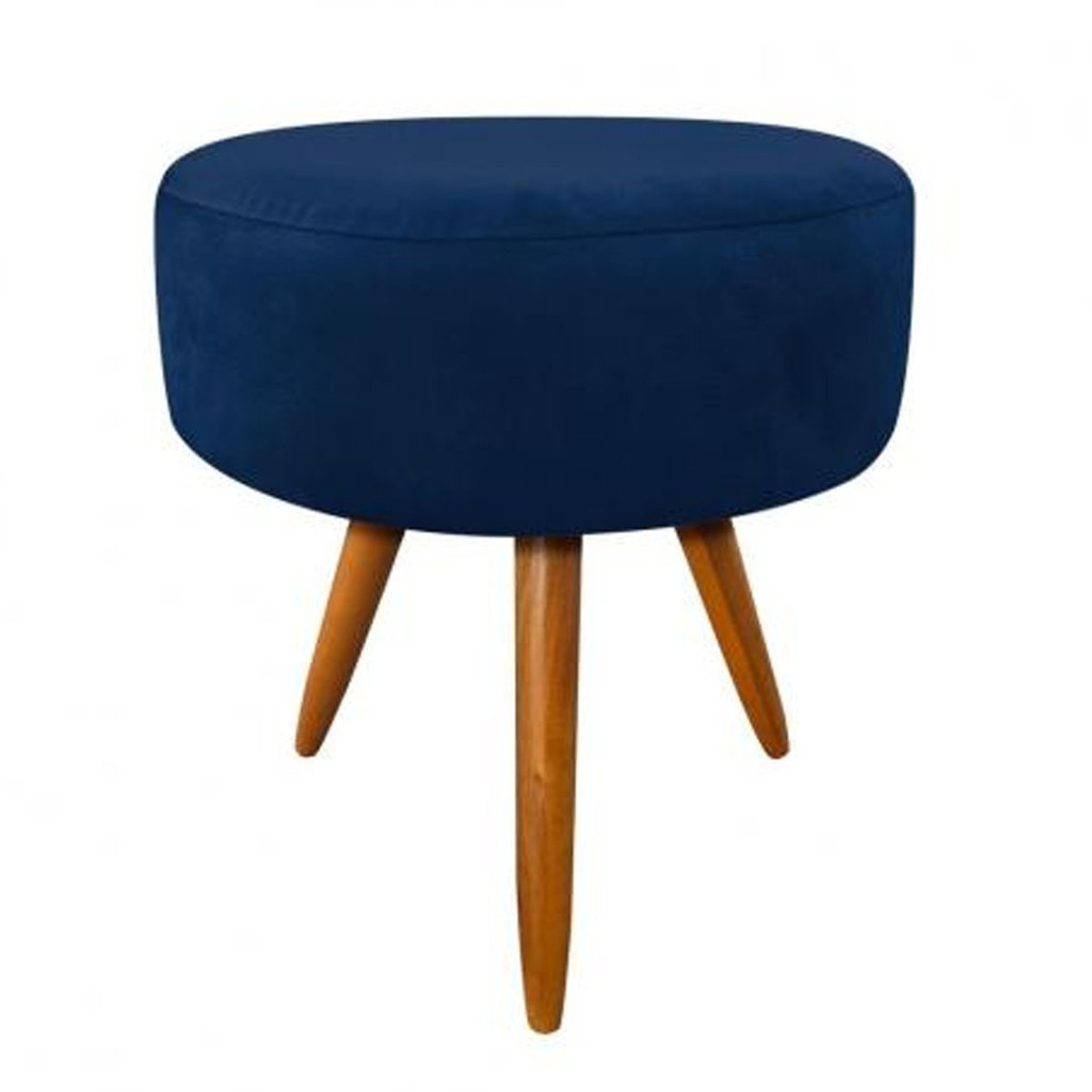 Puff Decorativo Para Sala e Quarto Maquiagem Azul Marinho