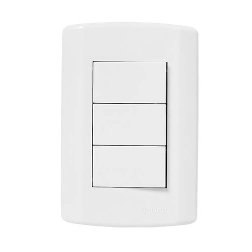 Interruptor 3 tecla paralela three way 4x2 Pluzie pluzi modular branca com placa em Oferta na Shopee