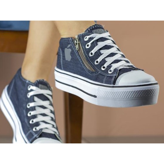 Detalhes do Tenis Feminino Plataforma All Star Apple Promoção Varias Cores Liquidação Frete Gratis