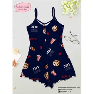 pijama macaquinho/ baby-doll/ roupa de dormir - Netflix