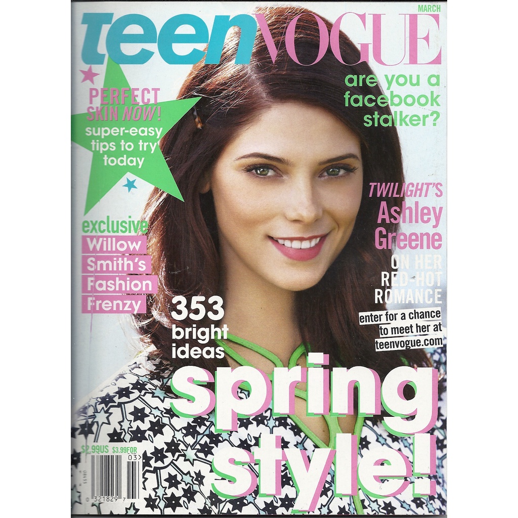 REVISTA TEEN VOGUE, DE MARÇO DE 2011, COM ASHLEY GREENE NA CAPA.