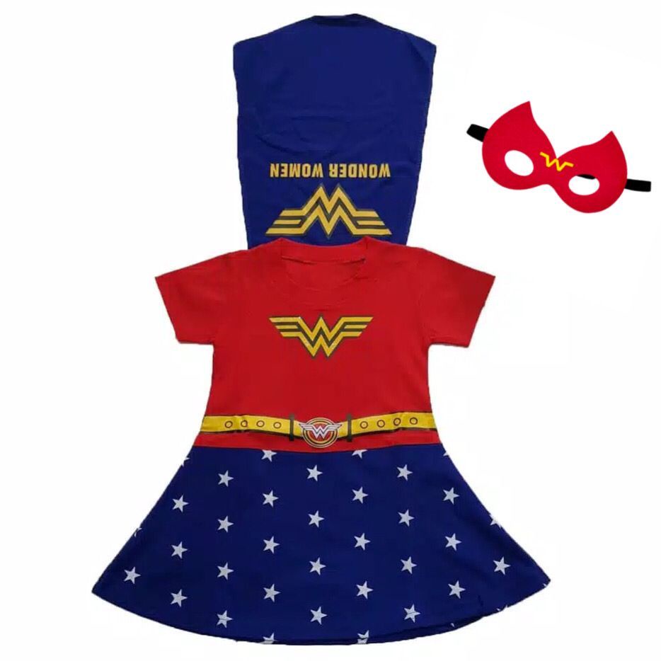 Traje Da WW Para Meninas/Vestido Infantil Super-Herói