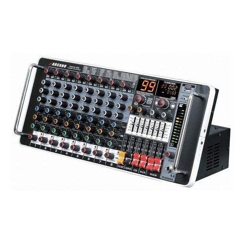 Mesa de som 8 canais padrão rack Arcano Rack-M8 EQ USB AUX