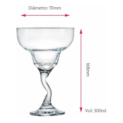 Detalhes do Jogo de Taças de Vidro para Drinks Twister 12 pcs, 255ml - Ruvolo