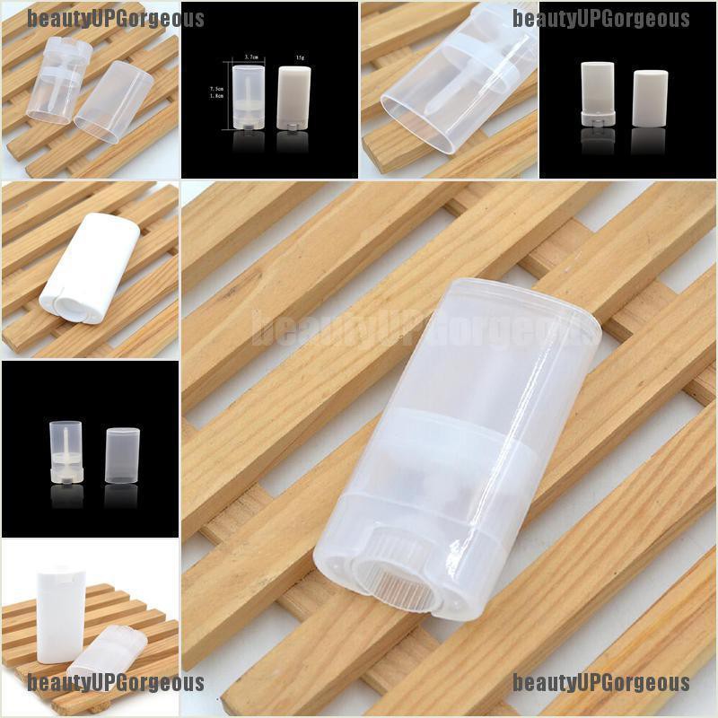 1X 15g Empty Oval Lip Balm Tubes Twist Deodorant Soap Containers White Clear New 