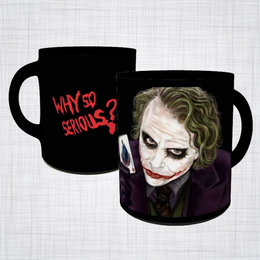 Caneca Porcelana preta Coringa why so serious DC joker caneca de herois caneca de personagens dos quadrinhos cavaleiros das trevas batman liga da justiça heath ledger