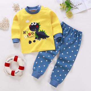 2pcs/Conjunto Pijama De Algodão Com Calça Comprida Para Bebê/Meninos/Meninas/6m A 6a