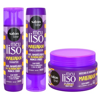 Kit Salon Line Meu Liso Matizador Shampoo, Condicionador e Máscara de Hidratação Loiros Naturais ou Descoloridos