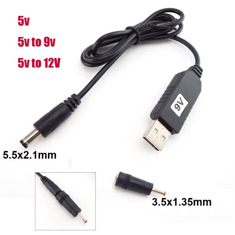 Conversor USB 5V Para DC 5V 9V 12V 3.5mm Linha De Reforço De Energia Step UP Módulo Conector Cabo Adaptador De Alimentaç
