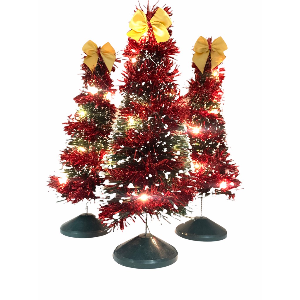 Árvore de Natal Pequena com LED mesa enfeite c/ decoração 30cm | Shopee  Brasil