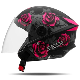 Capacete Aberto Feminino Masculino New Liberty 3 Flowers Rosa Pro Tork Moto em Oferta na Shopee