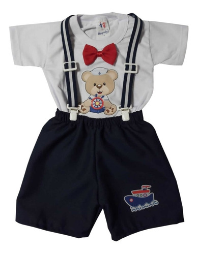 Fantasia Marinheiro Conjunto Roupa Infantil Menino Urso Azul