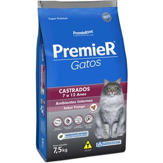 Ração Premier Pet Ambientes Internos Gatos Castrados 6 a 11 anos – Frango 7,5 kg em Oferta na Shopee
