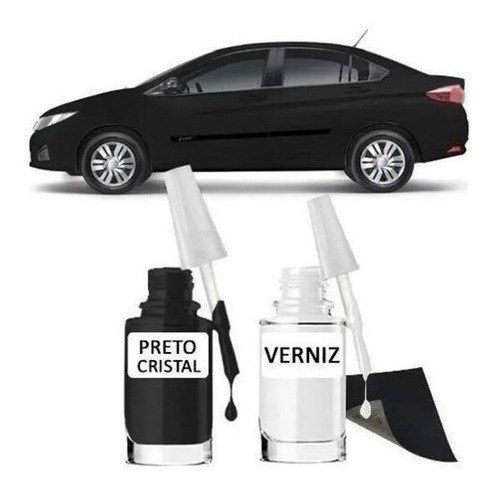 Tinta Tira Risco Automotivo Honda City Cor Preto Cristal