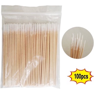 KIT 100 Palitos com Algodão Limpeza de Henna, Micropigmentação e unha