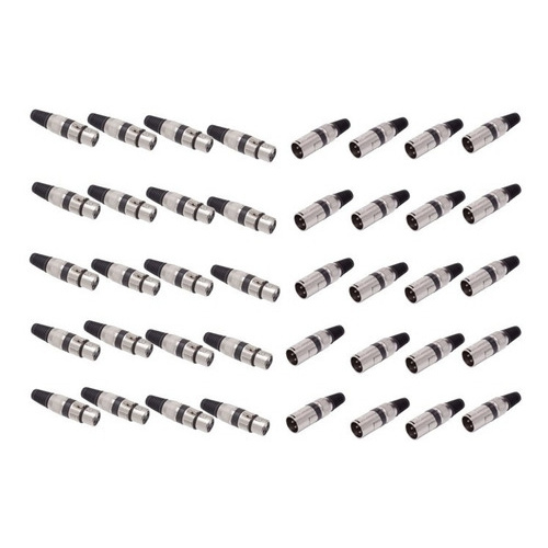 Kit 20 Pares Plug Xlr Canon Macho E Femea